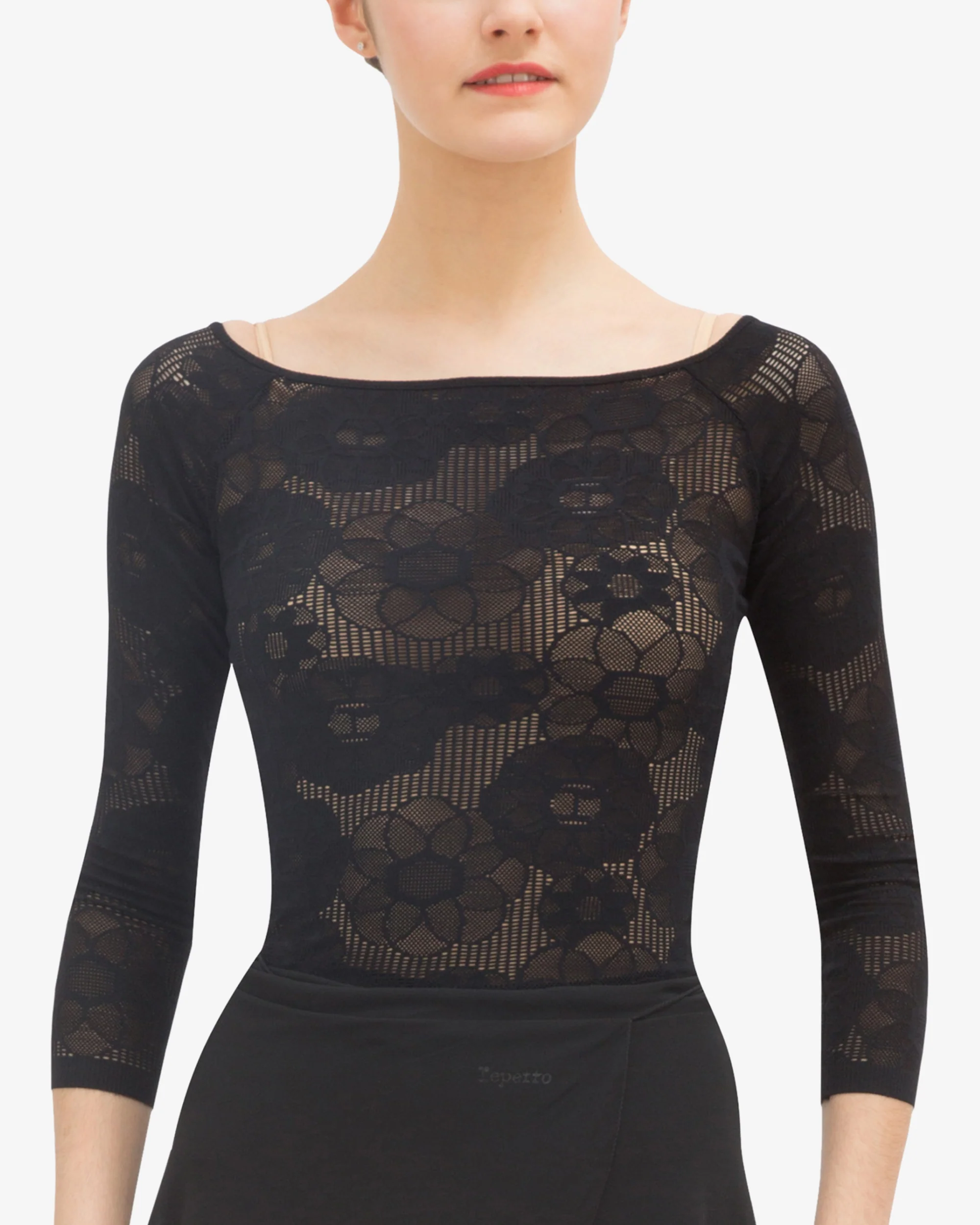 Top a maniche lunghe in pizzo rosetta