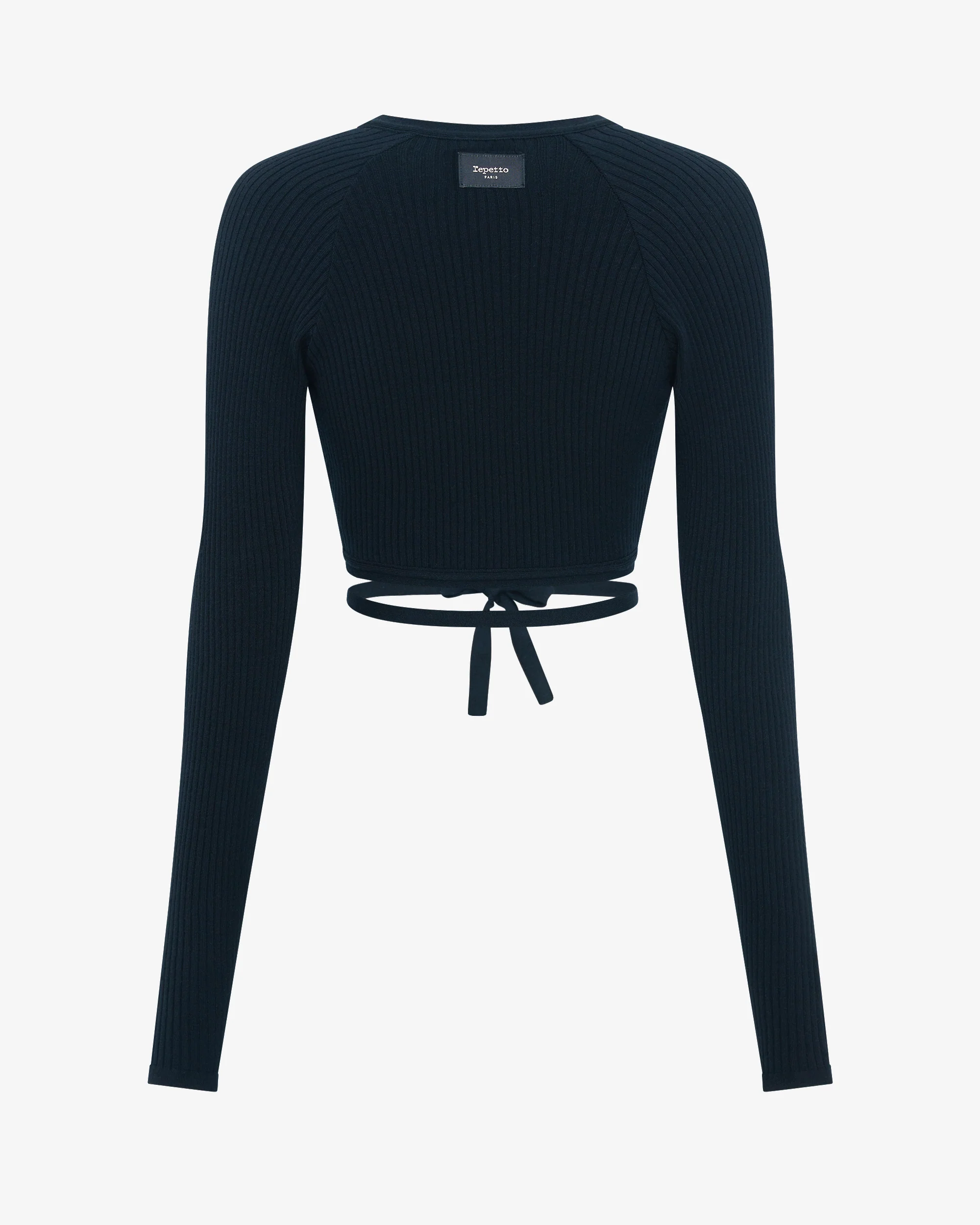 Top corto a maglia lavorata con elastico