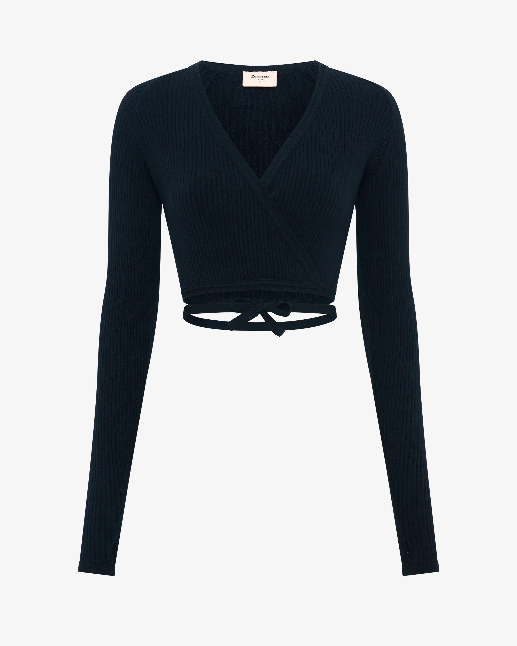 Top corto a maglia lavorata con elastico