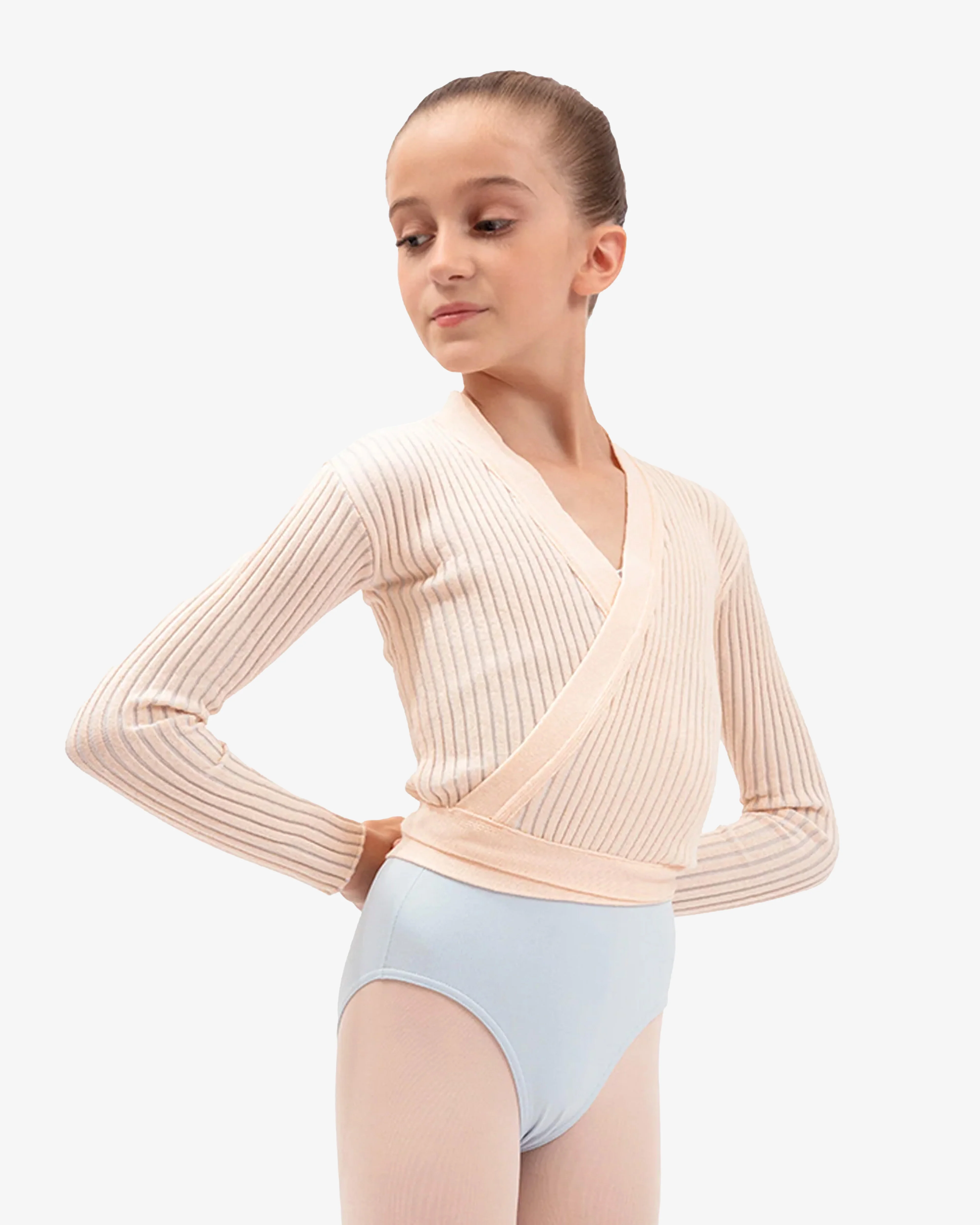 Cardigan avvolgibile a costine bicolori - Bambini
